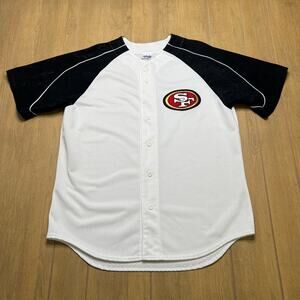 Vintage Majestic SF 49ers Baseball Jersey USA Made White Black L